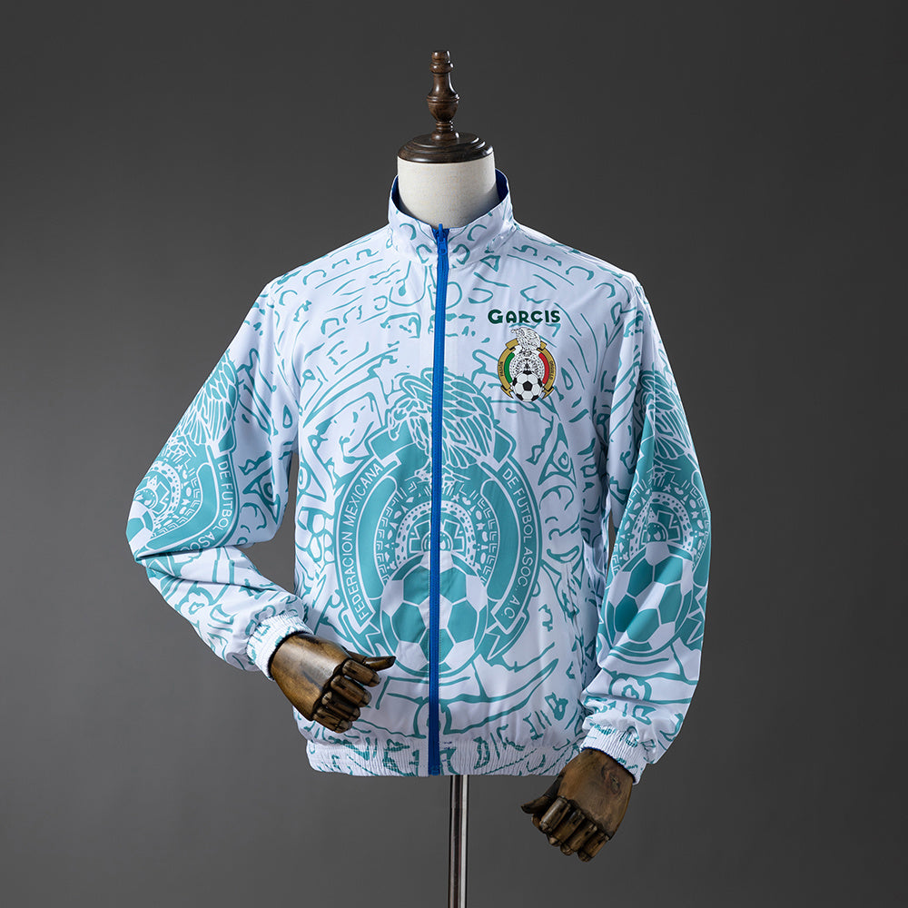Chaqueta cortavientos reversible México - Blanco y azul