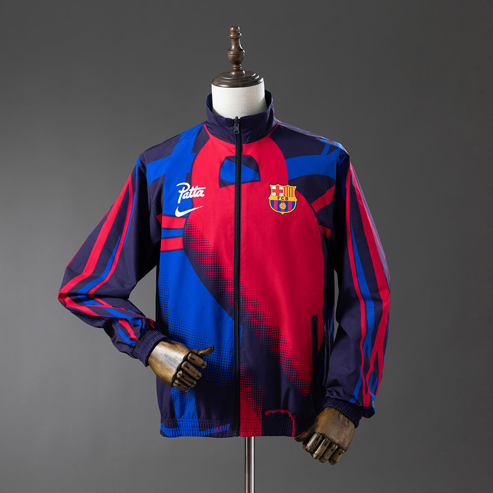 Chaqueta cortavientos reversible Barcelona - Rojo y azul marino