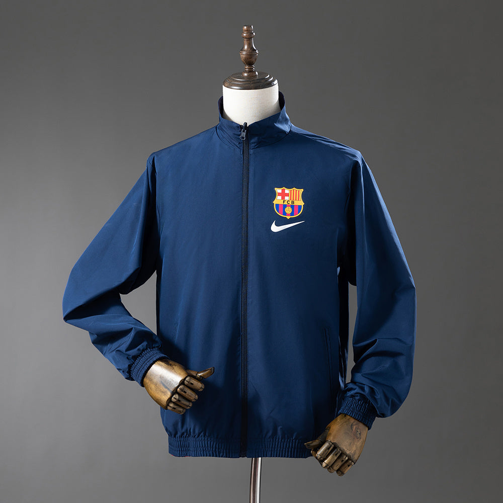 Chaqueta cortavientos reversible Barcelona - Rojo y azul marino
