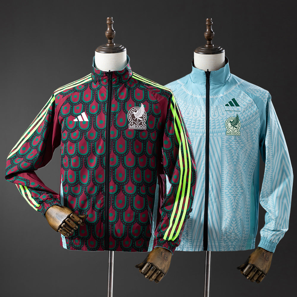 Chaqueta cortavientos reversible México - Rojo y azul cielo