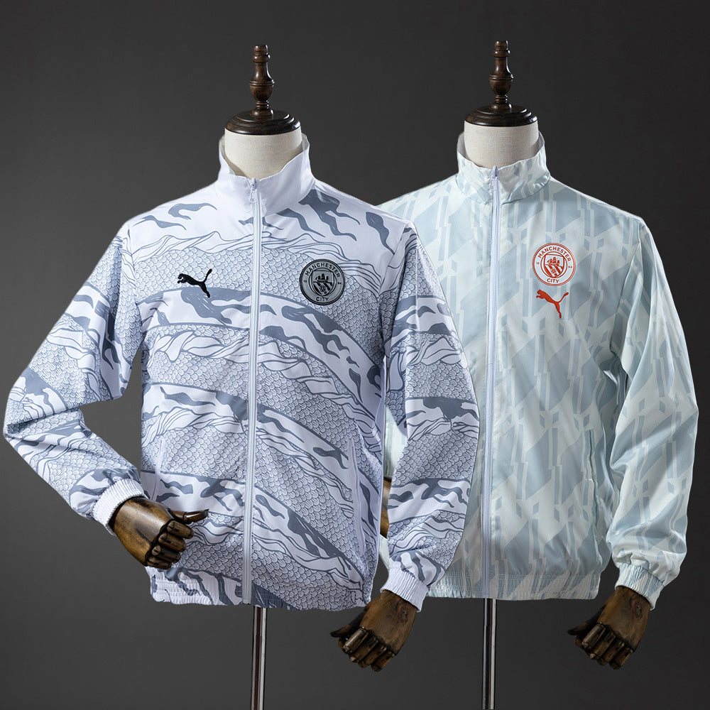 Chaqueta cortavientos reversible del Manchester City - Blanco y verde menta