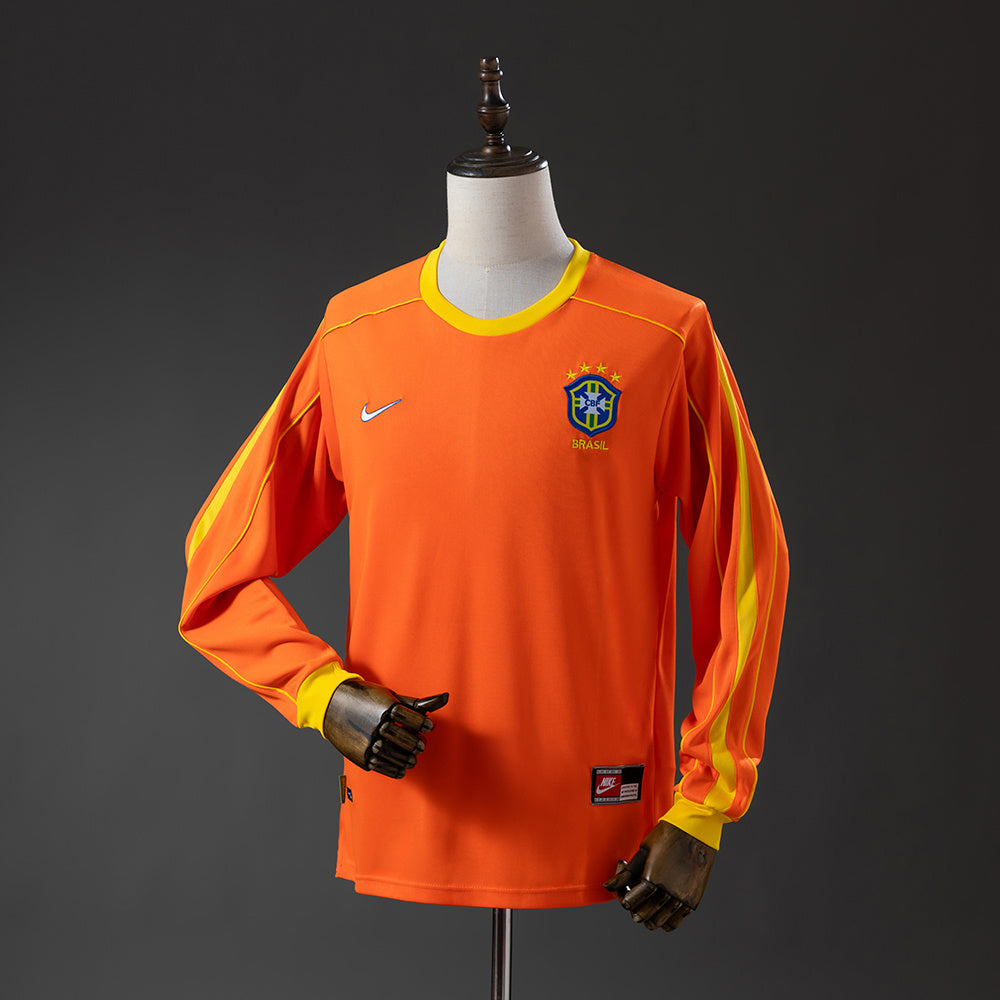 Camiseta retro de manga larga para portero de Brasil 1998