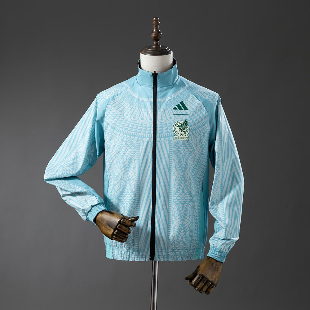 Chaqueta cortavientos reversible México - Rojo y azul cielo
