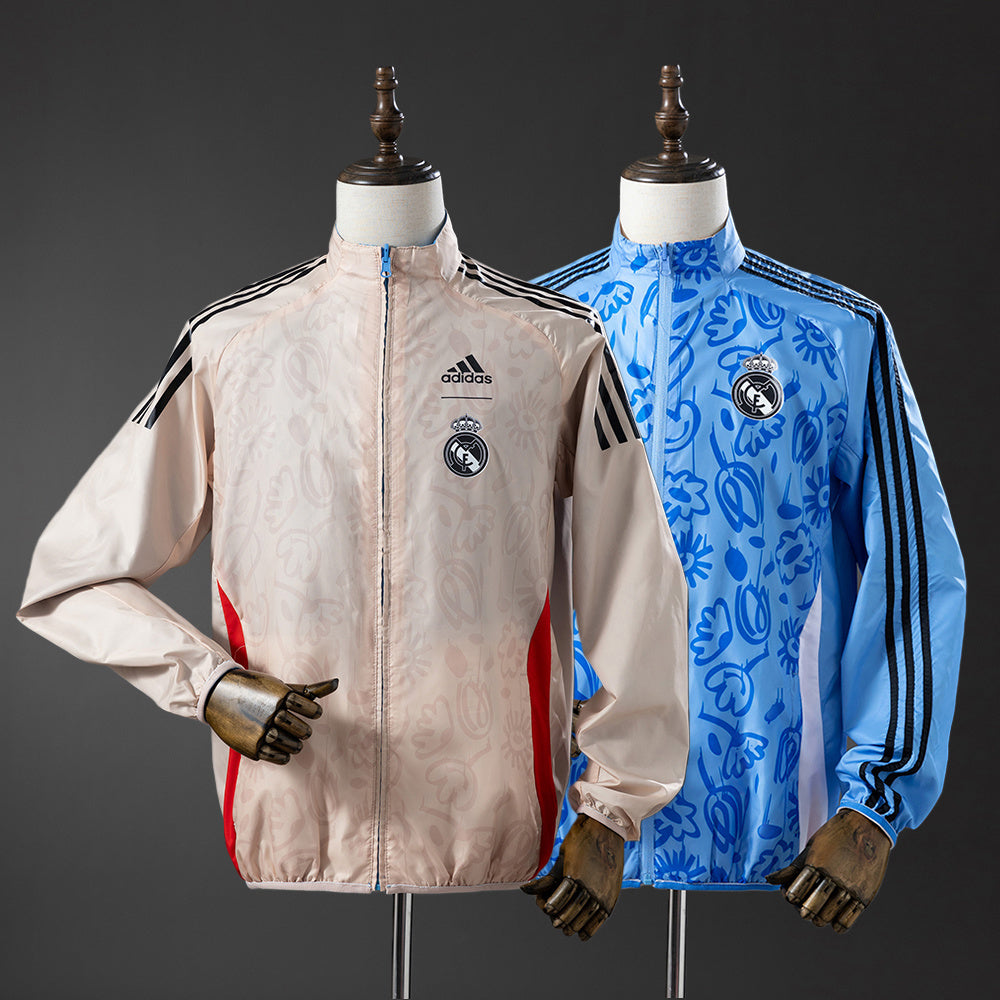 Chaqueta cortavientos reversible del Real Madrid - Beige y azul