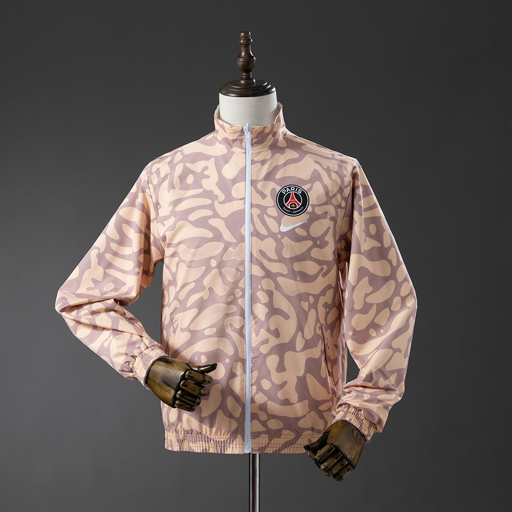 Chaqueta cortavientos reversible del PSG - Blanco y marrón