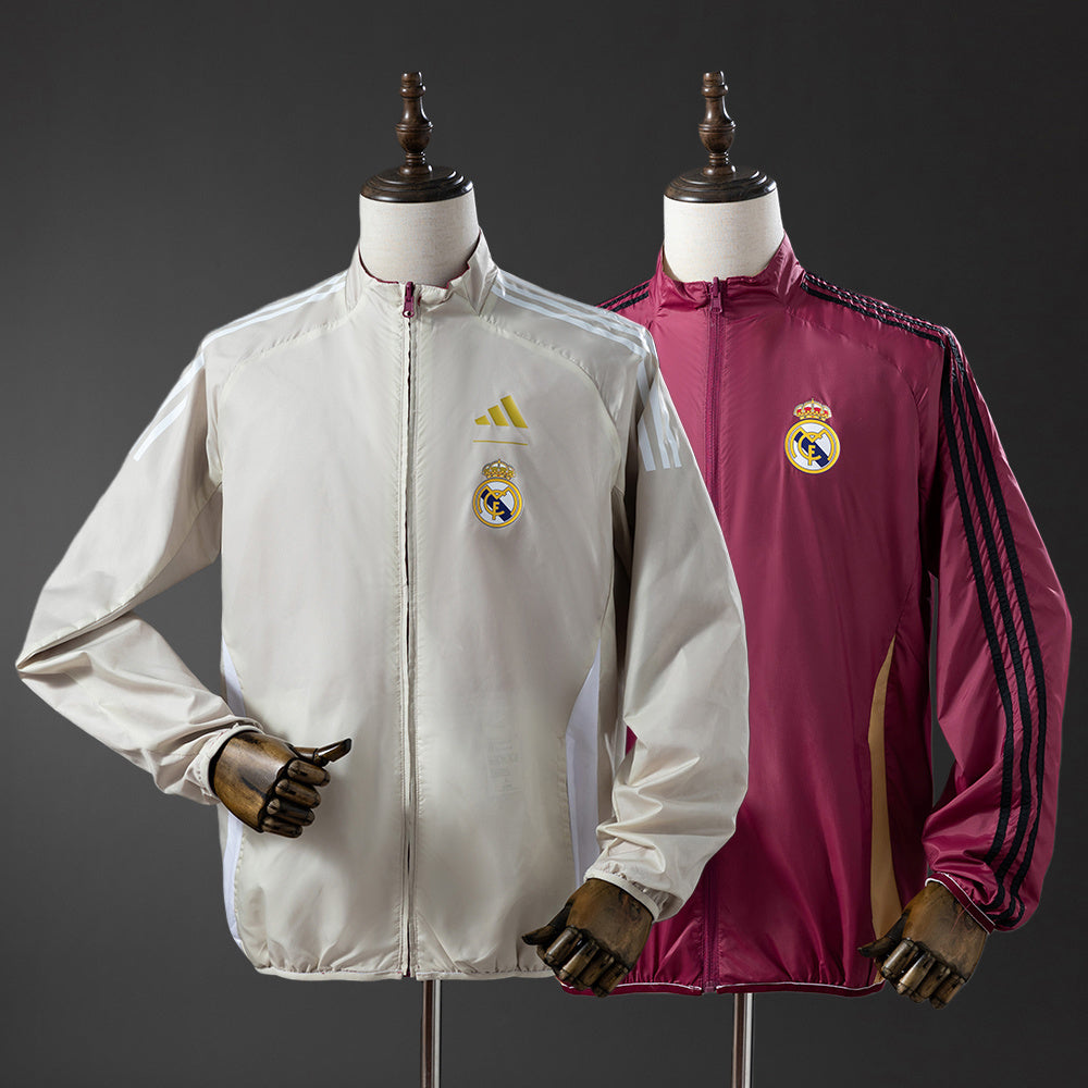 Chaqueta cortavientos reversible del Real Madrid - Beige y rojo