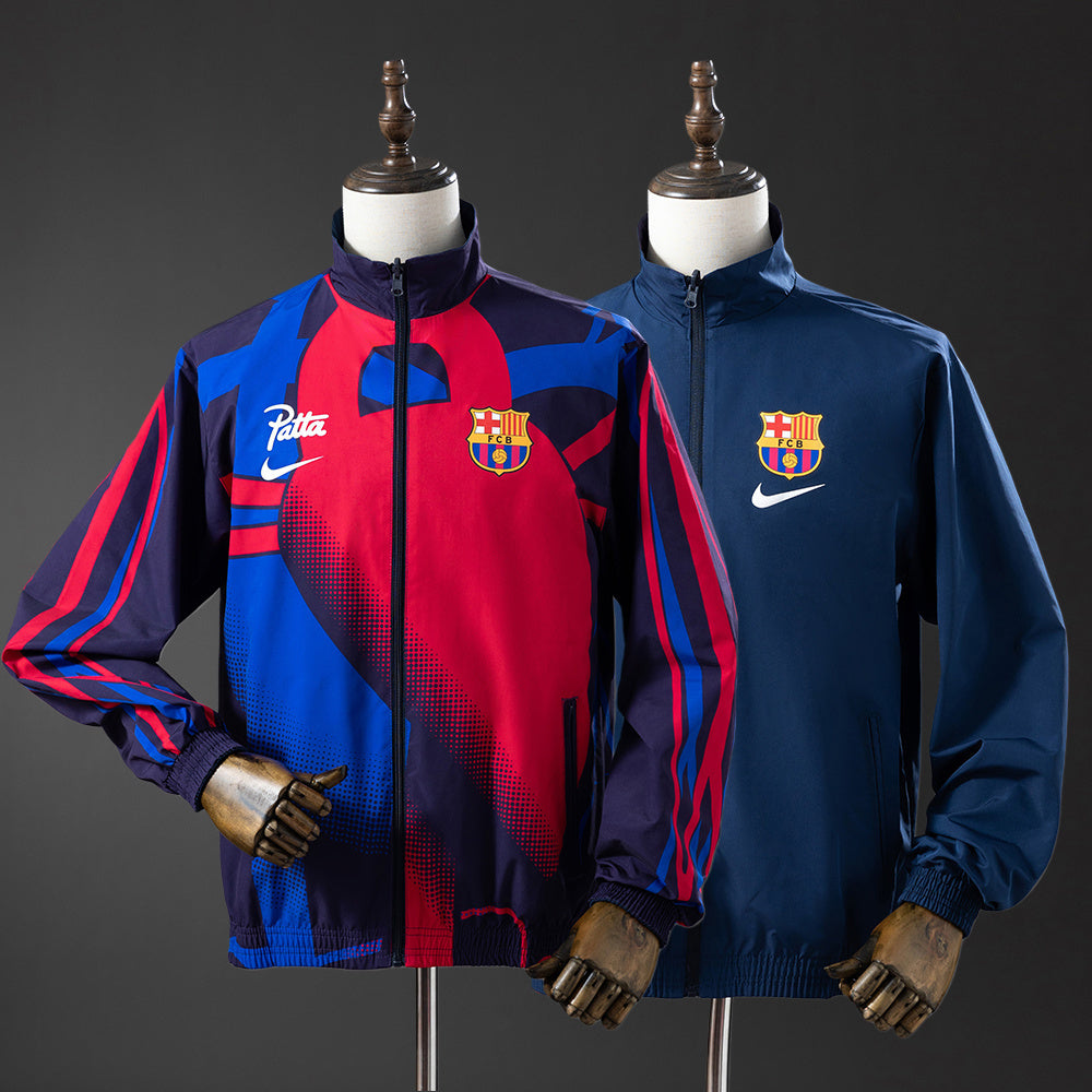 Chaqueta cortavientos reversible Barcelona - Rojo y azul marino