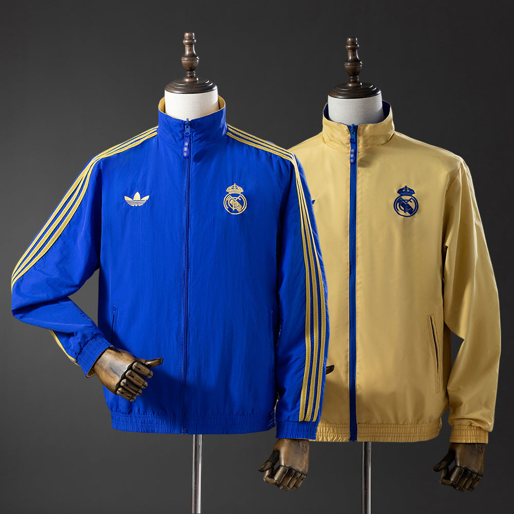 Chaqueta cortavientos reversible del Real Madrid - Azul y amarillo