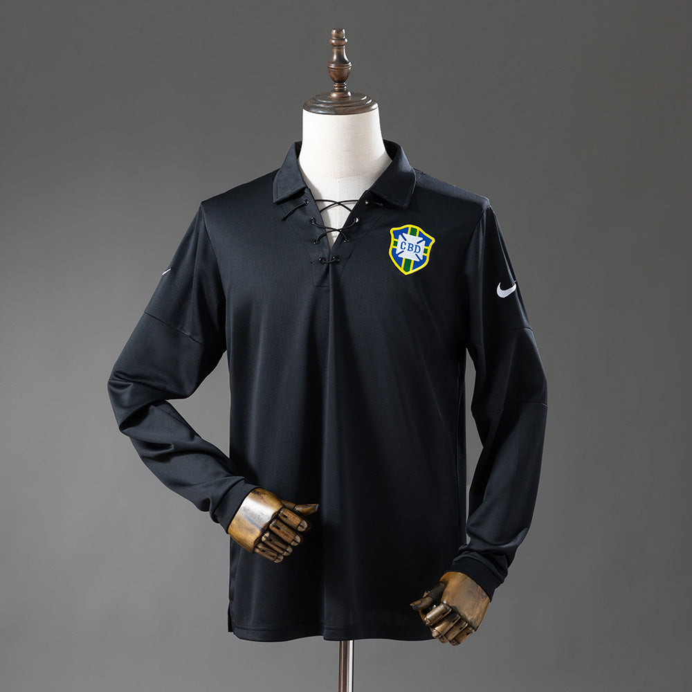 Camiseta retro negra de manga larga edición especial de Brasil 2004