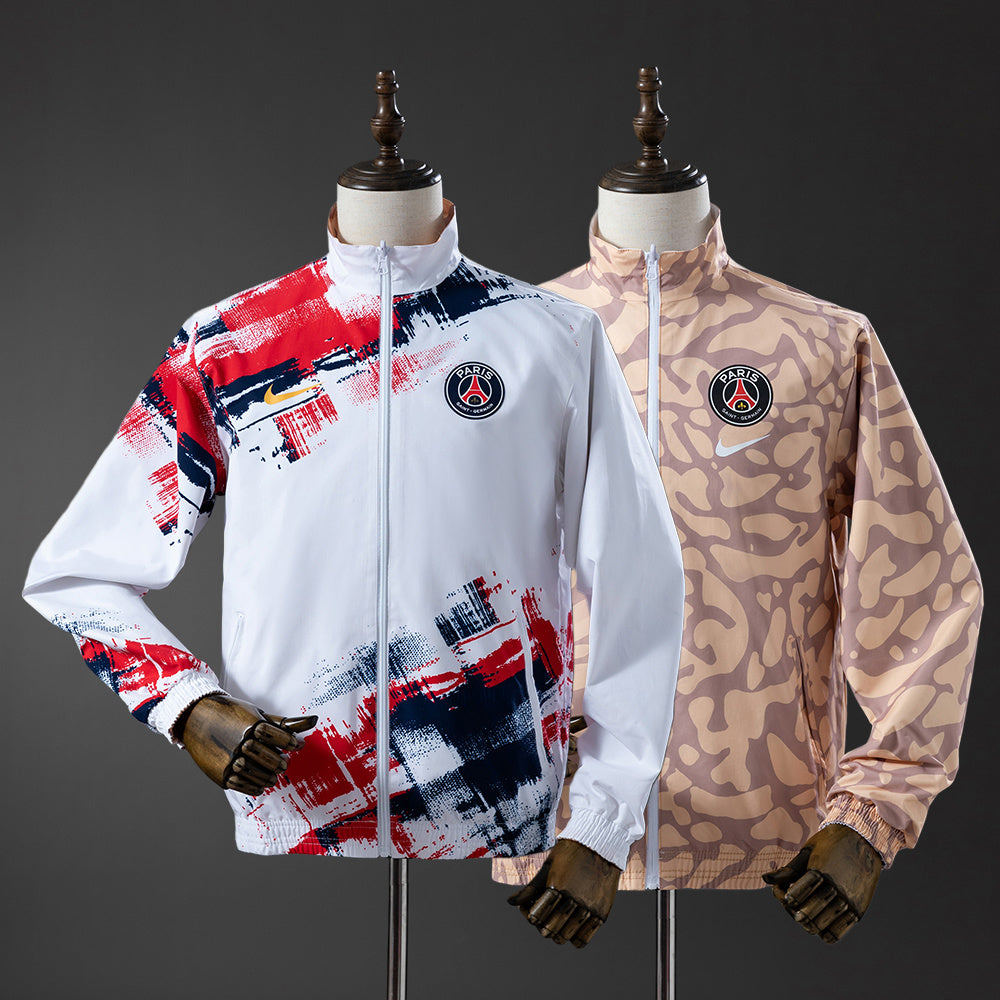 Chaqueta cortavientos reversible del PSG - Blanco y marrón
