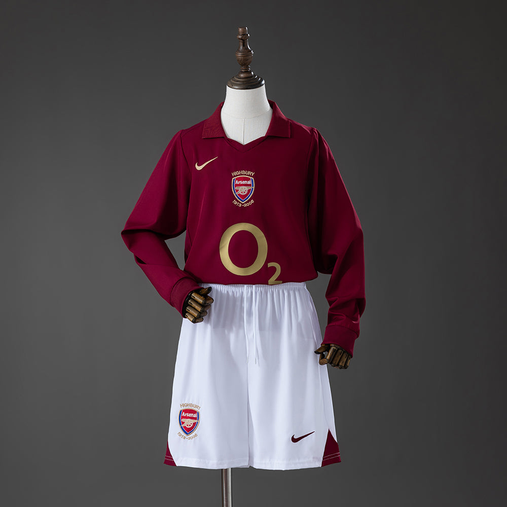 Camiseta retro de manga larga para niños del Arsenal 05/06