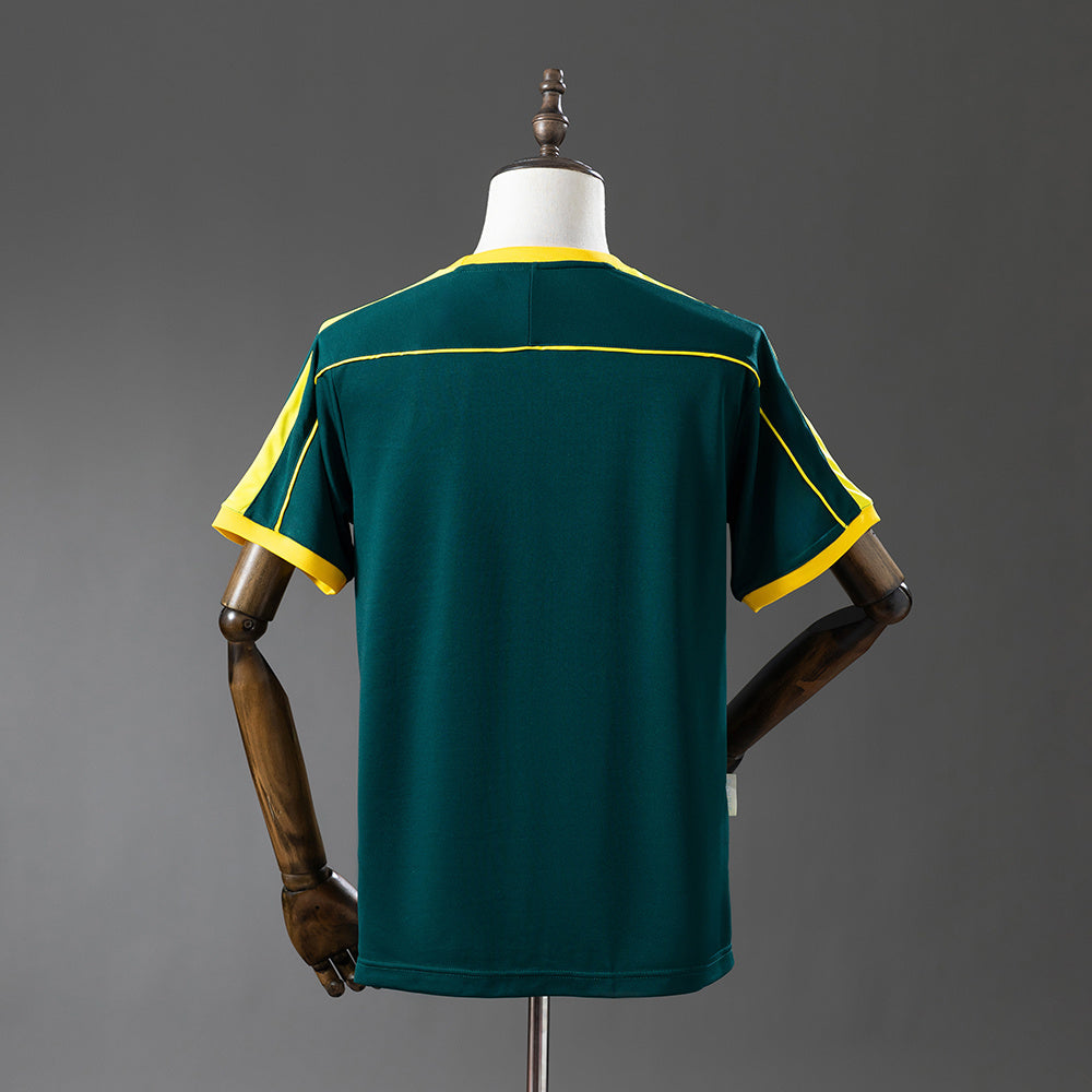 Camiseta de portero retro de Brasil 1998, verde oscuro,