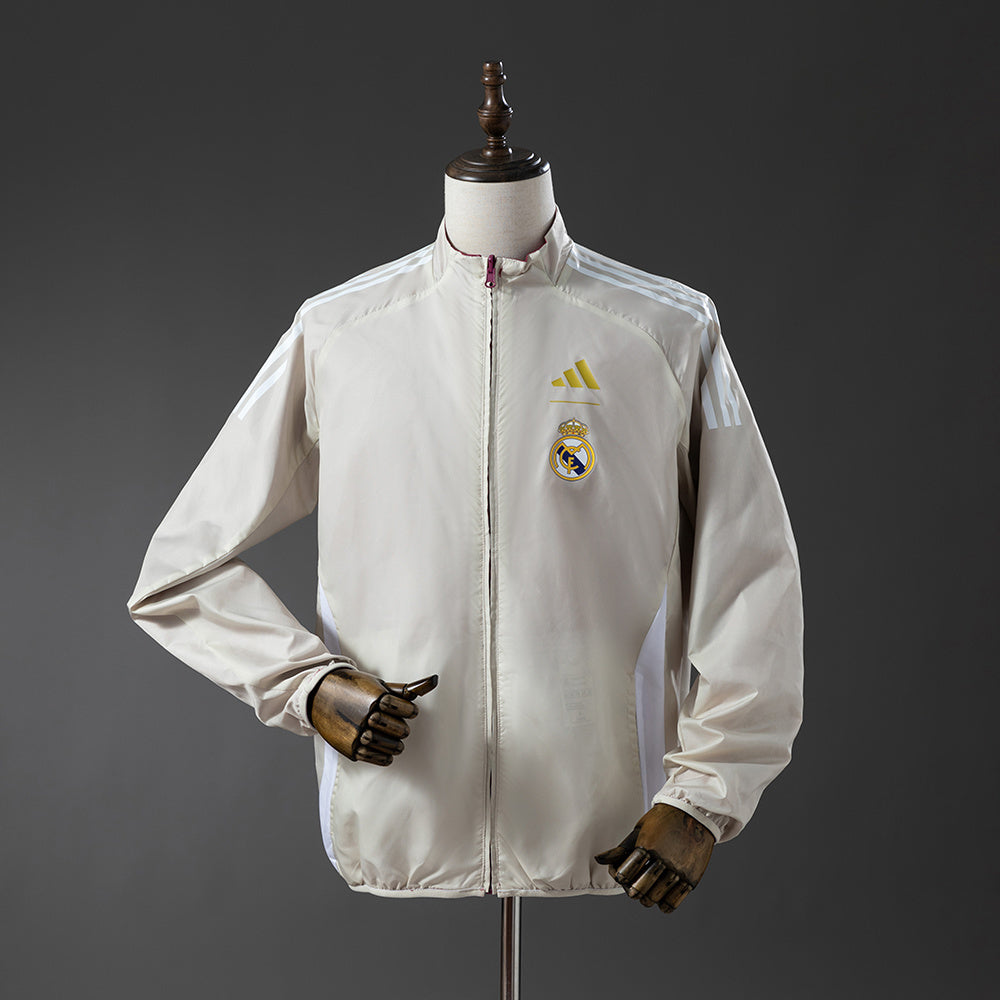 Chaqueta cortavientos reversible del Real Madrid - Beige y rojo