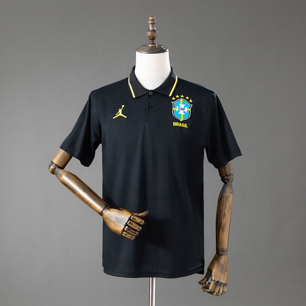 Camiseta Polo Negra Brasil 2026