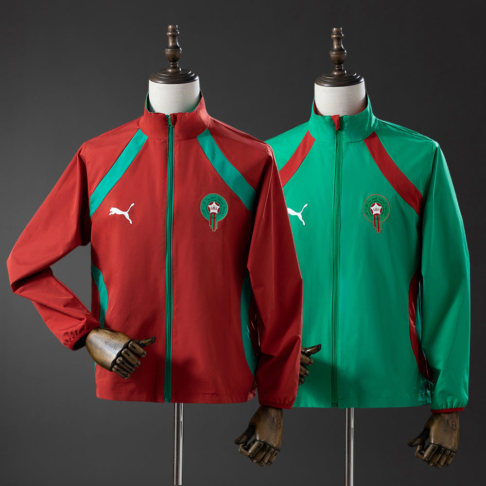Chaqueta cortavientos reversible Marruecos 2026 - Rojo y verde