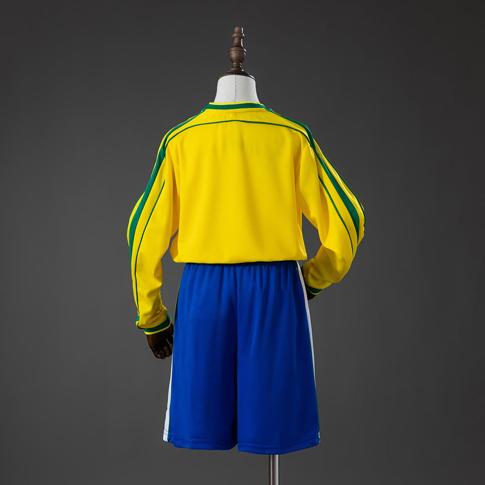 Camiseta infantil retro de manga larga de la selección local de Brasil 1998